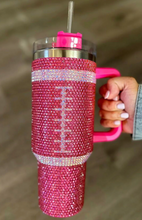 Load image into Gallery viewer, Football Rhinestone Tumbler