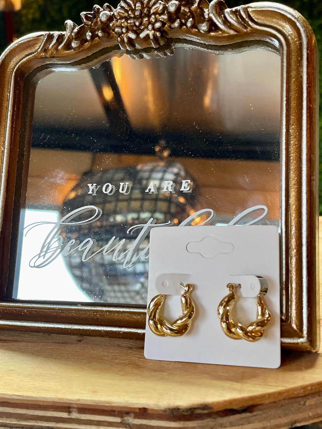 Twisted gold hoops