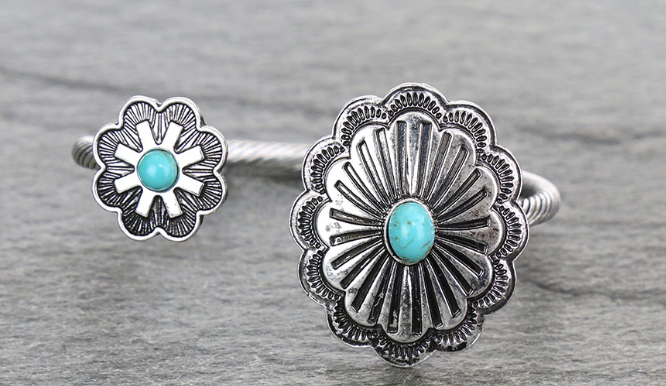 Western Concho Stone Cuff Bracelet