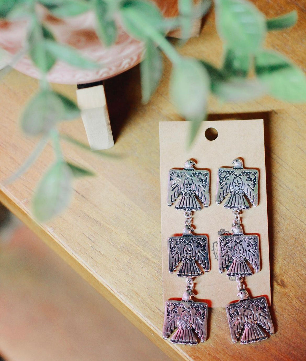 Western Thunderbird Drop Stud Earrings