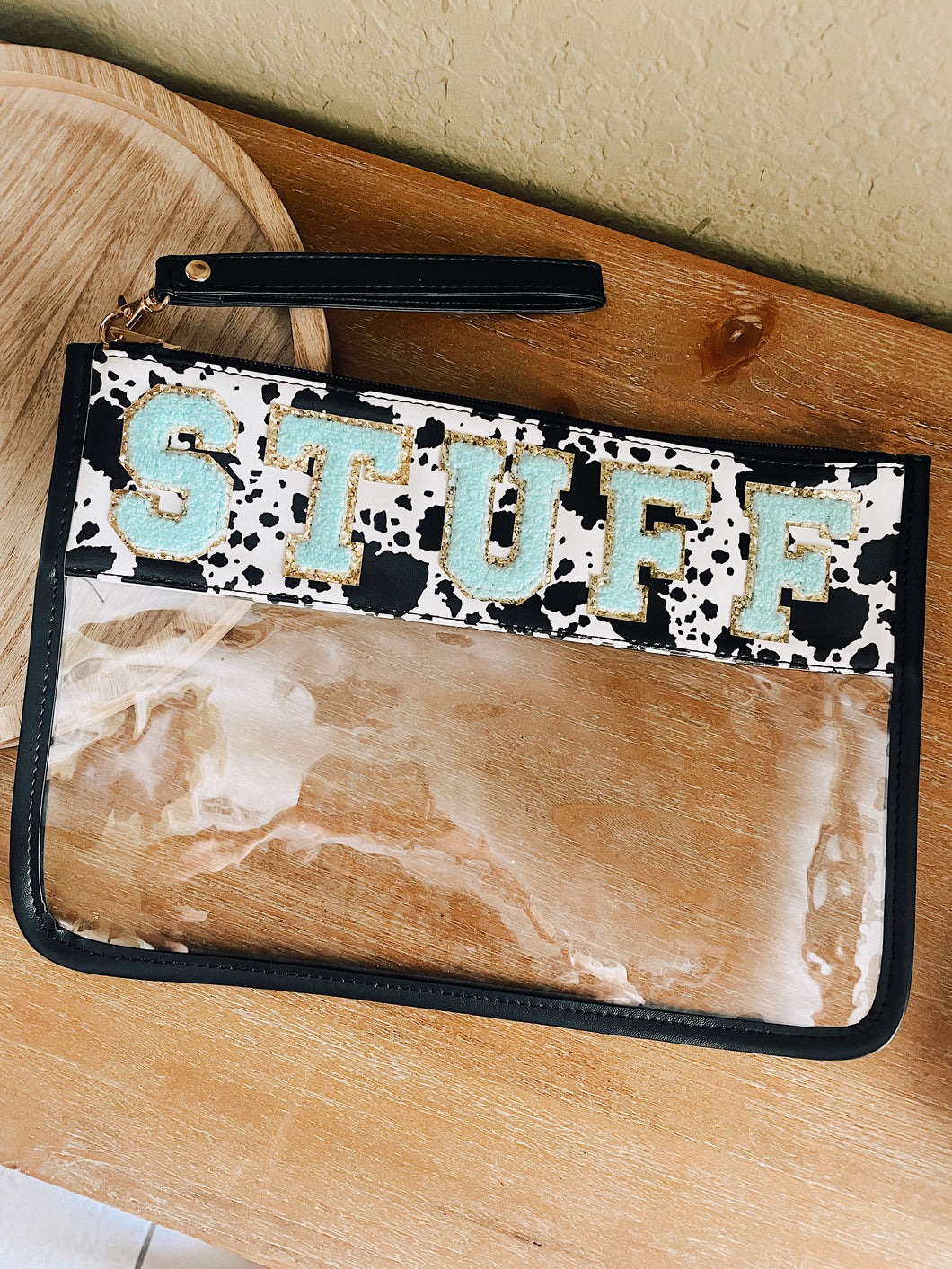 Cow print stuff bag