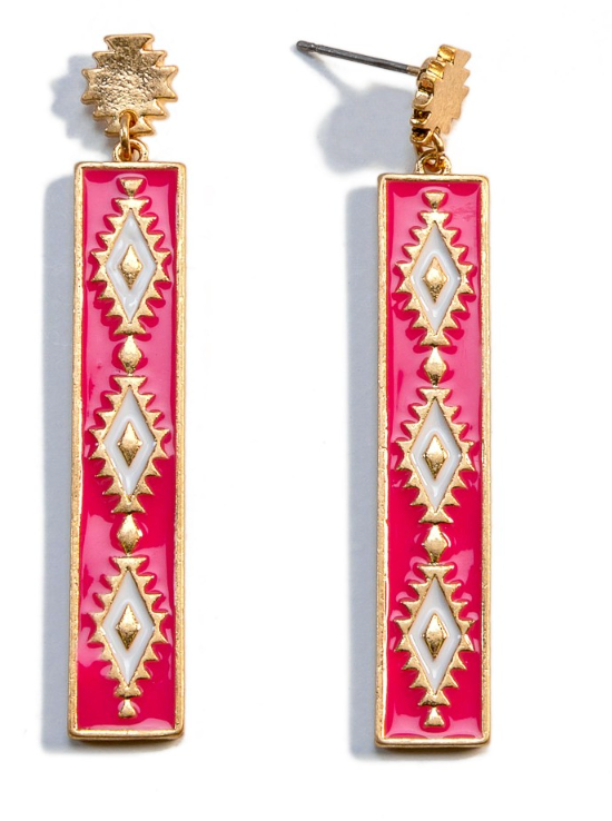 Pink Aztec Earrings